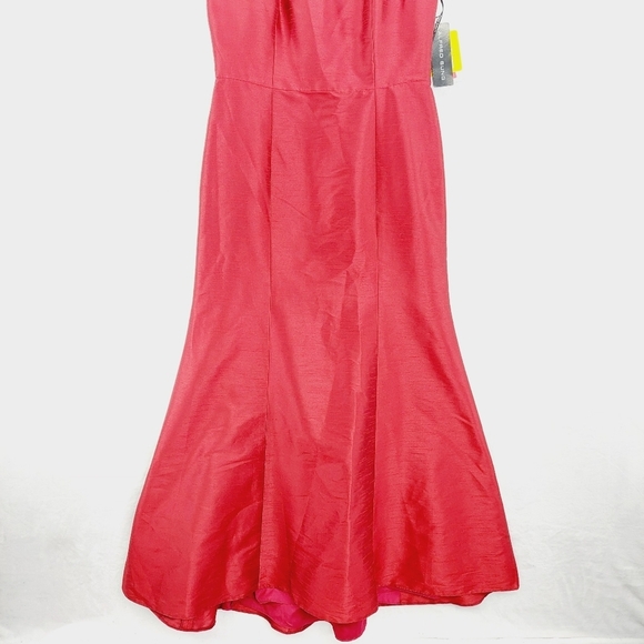 Alfred Sung Dupioni Red Sleeveless Open Back Flared Bridesmaid Dress P4651 - Picture 7 of 11